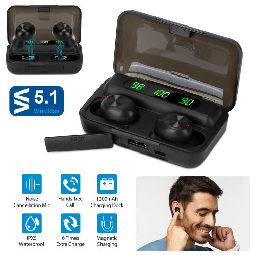 Wireless 5.1 TWS Earbuds In-Ear Stereo Headset Noise Canceling Earphone w/Mic Wireless 5.1 TWS Earbuds In-Ear Stereo Headset Noise Canceling Earphone w/Mic