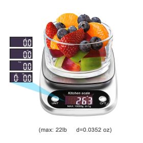 Supermarket Kitchen Scales Stainless Steel Weighing For Food Diet 22lb(1oz) Balance Measuring LCD Precision Electronic Vegetable Mark;